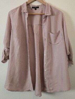 Velvet Heart Red & White Stripped Collared Buttoned Down Shirt